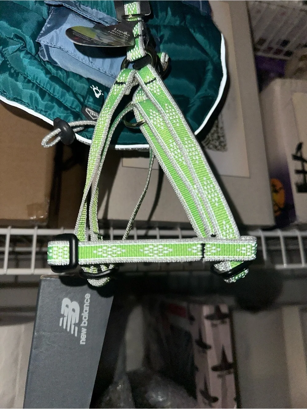2 Reflective Step-In Dog Harness - Neon Green Lupine 12-18 inch